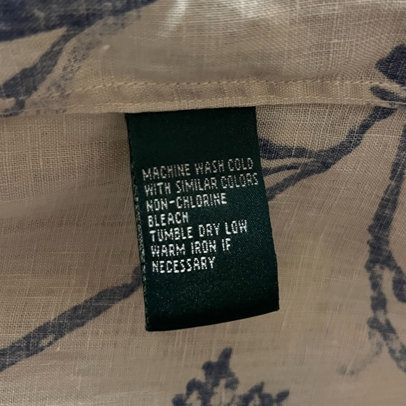 Vintage Lauren Ralph Lauren Beige and Blue Floral Button Up ¾ Sleeve - Picture 4 of 5